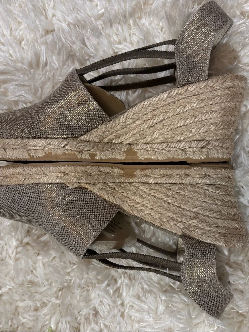 Sesto Meucci Linomet Bronze Metallic Espadrille Slingback Wedges-7M